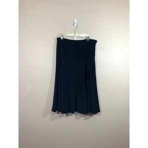 VTG Womens Faux Suede Flare Midi Skirt 12 Black Goth Witchy Grunge Y2K